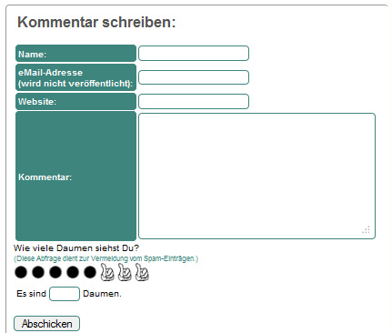 Eingabeformular für den Kommentar