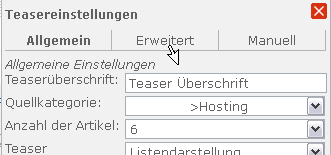 CMS_Teaser erste Konfiguration