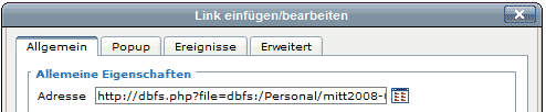 Eintrag, wenn man den Link wieder öffnet